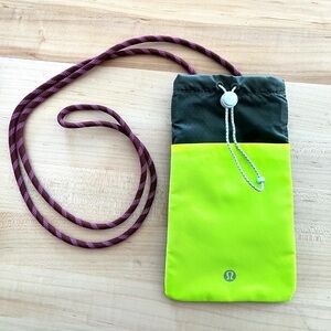 Lululemon Neon Yellow/Gray Crossbody Bag or Phone Pouch,  4.1" x 7.8"